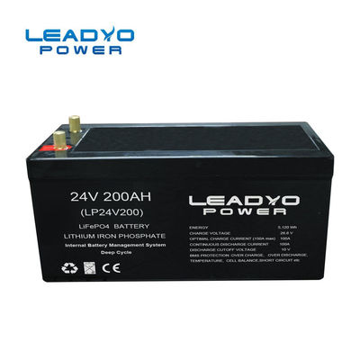 স্মার্ট LiFePO4 ডিপ সাইকেল ব্যাটারি প্যাক, 24V 200Ah রিচার্জেবল লিথিয়াম ব্যাটারি