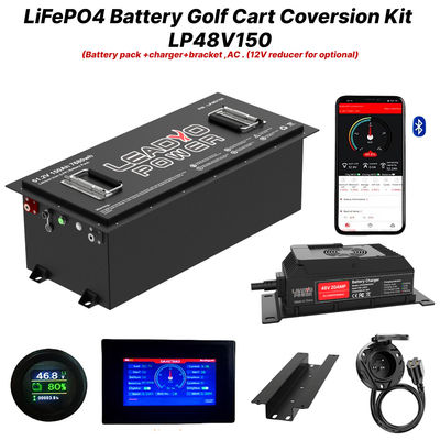 48V 150Ah 51.2V LiFePO4 লিথিয়াম গল্ফ কার্ট ব্যাটারি রূপান্তর কিট 250Amp অবিচ্ছিন্ন আউটপুট,520A/20S