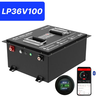কেনা 36V 100Ah 200Amp 36.8V ব্লুটুথ LiFePO4 গোলাকার এলসিডি সহ লিথিয়াম গল্ফ কার্ট ব্যাটারি, 5 বছরের ওয়ারেন্টি অনলাইন উত্পাদন
