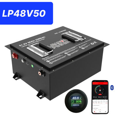 48V 50Ah 51.2V2 150Amp LiFePO4 গল্ফ কার্ট ব্যাটারি w/h এলসিডি ডিসপ্লে এবং ব্লুটুথ